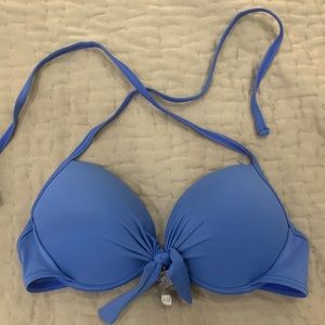 Blue Push-Up Front Knot Bikini